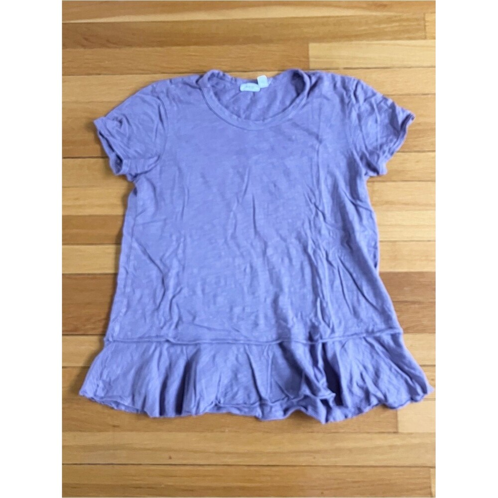 Wilt Purple Slub Cotton Breathable Summer Simple Cute Ruffle Tee T-Shirt Small